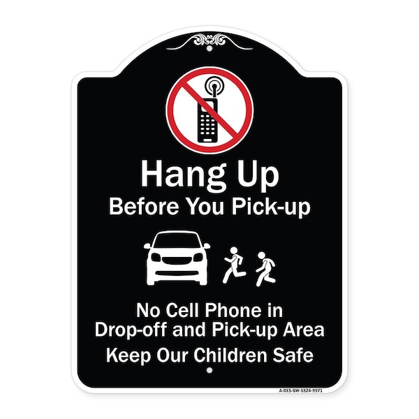Signmission Designer Series-Hang-up Before You Pick-up Black & White Heavy-Gauge Alum, 24" x 18", BW-1824-9971 A-DES-BW-1824-9971 - main